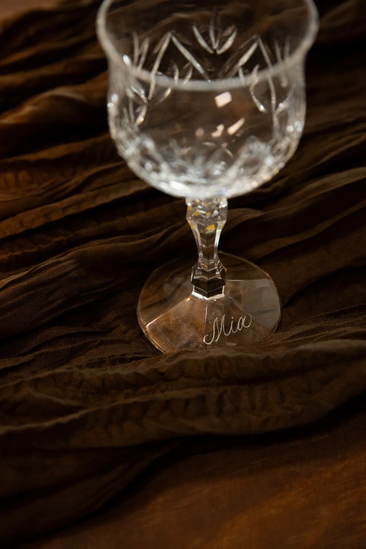 Service photograph — engraved glass and metal