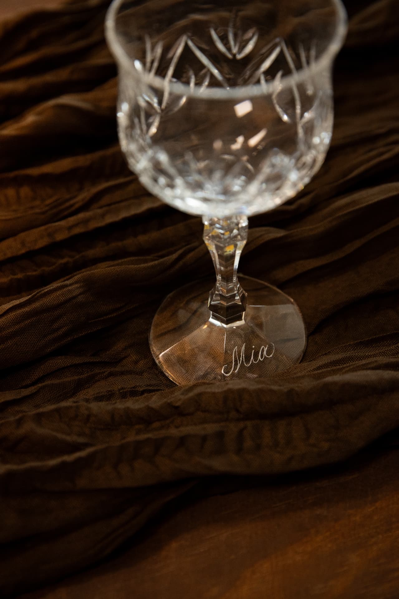 Service photograph — engraved glass and metal